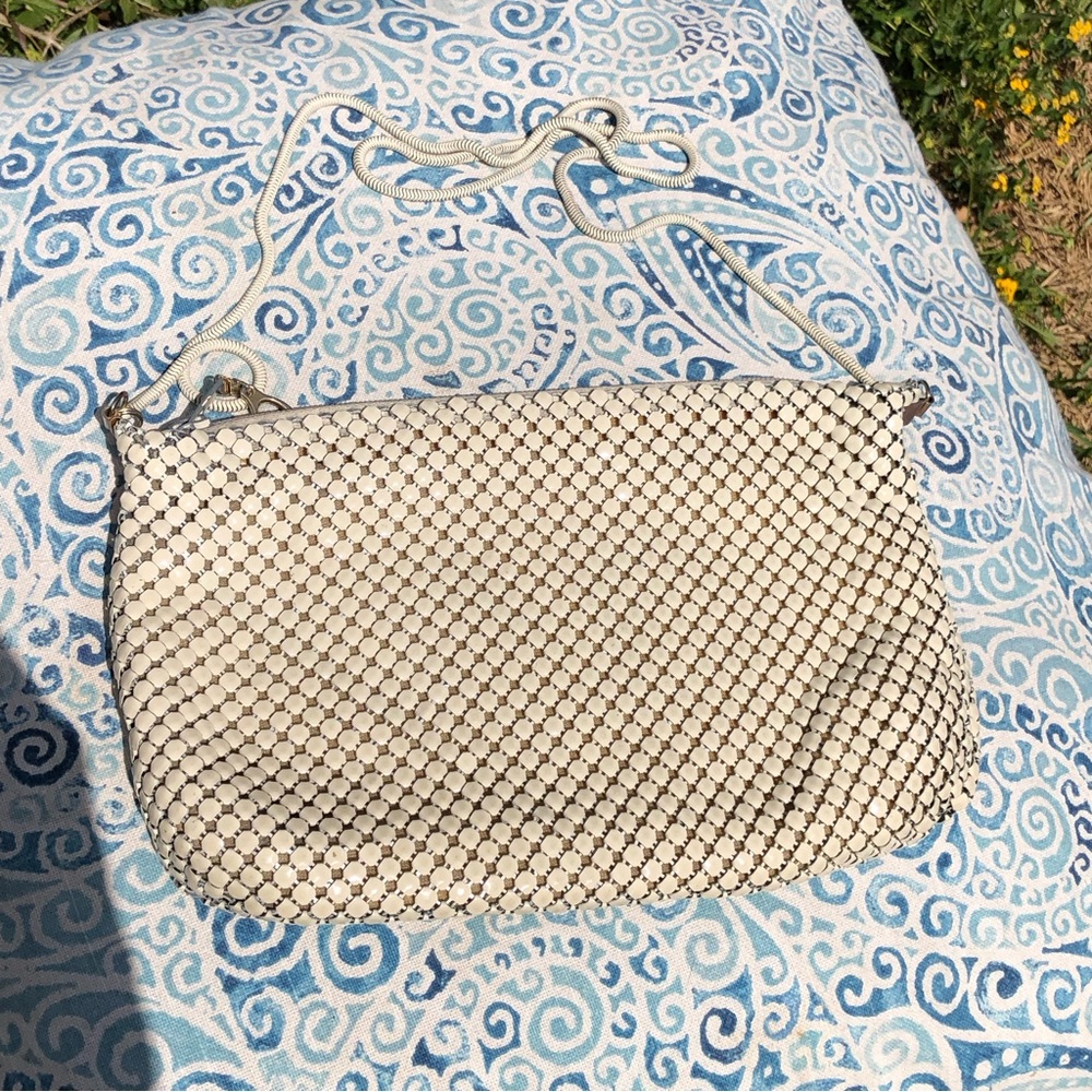 Ivory Metal Mesh Zip Purse Bag